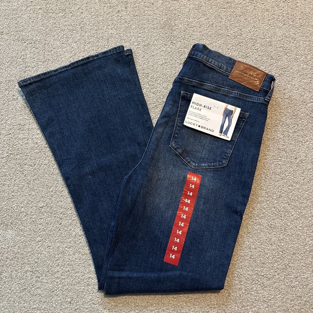 Lucky Brand Jeans Women's 14/32 Dark Wash High Rise Flare Stretch Denim NWT